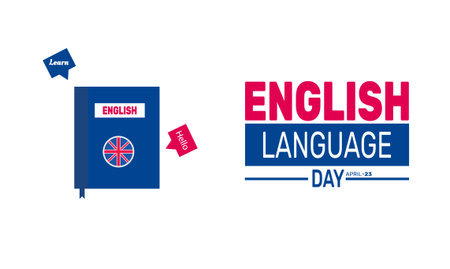 International English Language day. 23rd April . holiday concept. suitable for placard, background,Greeting Card, Poster design template with text inscription, standard Social Media Post.のイラスト素材