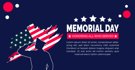 Usa Memorial Day - Remember and Honor Poster. American national holiday. suitable for placard, background,Greeting Card, Poster design template with text inscription, standard Social Media Post.のイラスト素材