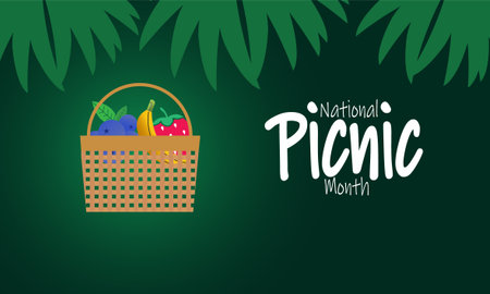 National Picnic Month background illustration. Holiday concept. Utilize for background, banner, placard, card, and poster design template with professional illustraion designのイラスト素材