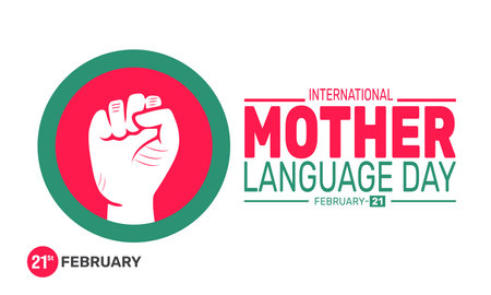 International Mother Language Day background template. Perfect for banners, cards, posters, and social media .Vector design with text inscription and classic color for a professional lookのイラスト素材