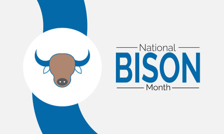 July is National Bison Month. Celebrate Native American Symbol, Prairie Animal, Wildlife Protectionのイラスト素材