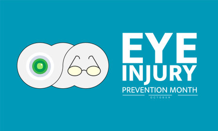 Eye Injury Prevention Month October Awareness Poster Design with Vision Care and Safety poster Medical Healthcare Banner Template for Eye care Campaign design for web browserのイラスト素材
