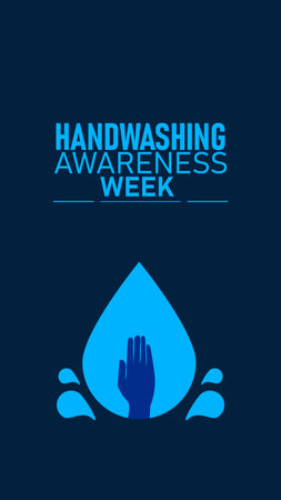 National Handwashing Awareness Week Poster Banner and Background Abstract Design Template Featuring Hands with Soap and Water Illustration for mobile responsiveのイラスト素材