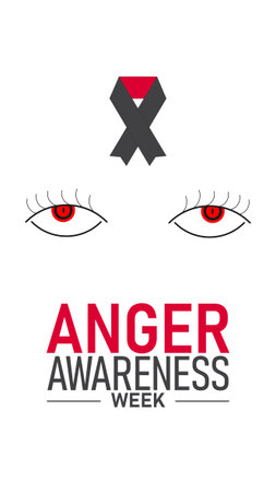 Anger Awareness Week Poster Banner and Background Abstract Design Template Featuring Abstract Human Face Silhouette with Fire Elements and Red Highlights Symbolizing for mobile responsiveのイラスト素材