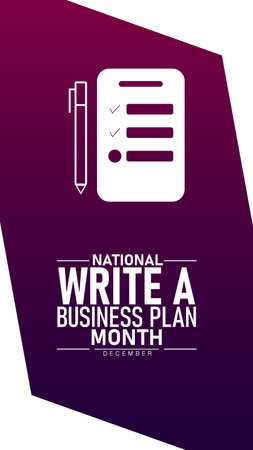 National Write a Business Plan Month Poster Banner and Background Abstract Design Template Featuring Documents Charts and Laptop Illustration design for mobile responsiveのイラスト素材