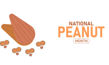 National Peanut Month Vector Illustration Peanuts Butter Shell Nutrition Healthy Snack Food March Banner Design Awareness Stock Graphic Templateのイラスト素材