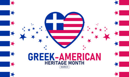 Greek American Heritage Month Vector Greek Flag Parthenon Culture Heritage Independence Day March Banner Design History Stock Graphic Template Illustrationのイラスト素材