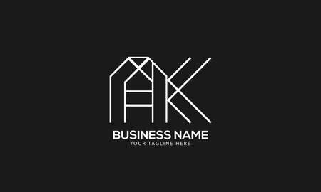 Alphabet AK or KA minimalist abstract monogram vector logo templateのイラスト素材