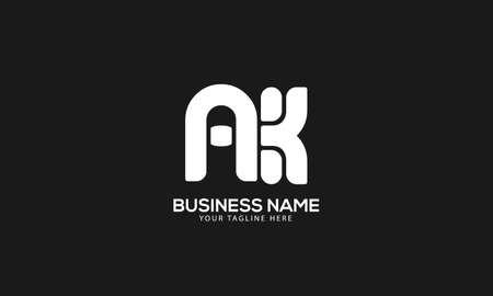 Alphabet AK or KA flat abstract monogram vector logo templateのイラスト素材