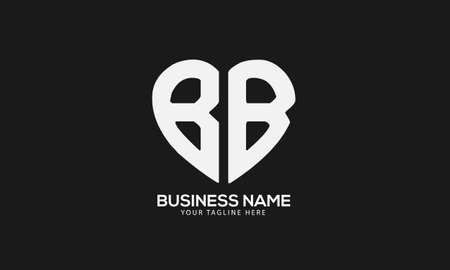 Alphabet BB heart love abstract monogram vector logo templateのイラスト素材
