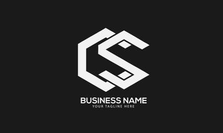 CS or SC polygon Cubics abstract monogram vector logo templateのイラスト素材