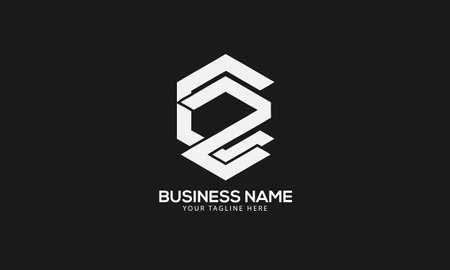 CZ or ZC polygon Cubics abstract monogram vector logo templateのイラスト素材