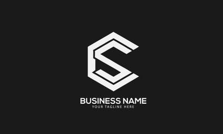 CS or SC polygon Cubics abstract monogram vector logo templateのイラスト素材