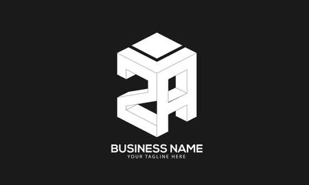 Alphabet 2A or A2 3d building monogram vector logo templateのイラスト素材
