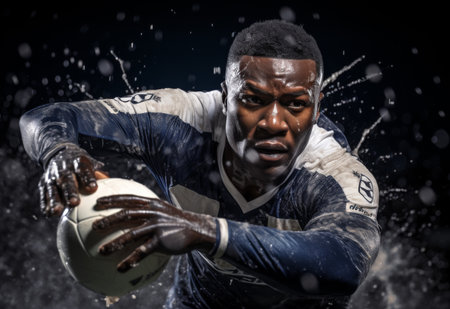 Man Holding Football in Handsの素材