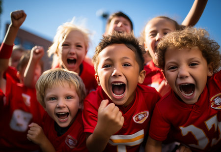 Young Children in Red Jerseysの素材