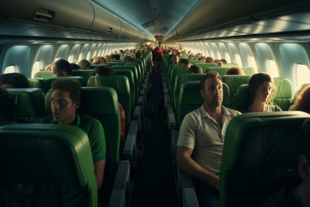 Group of People Sitting on Airplaneの素材