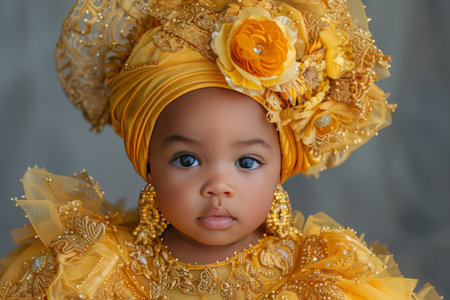 Baby in Yellow Dress and Headbandの素材