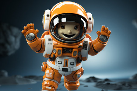 Smiling Face in Orange and White Space Suitの素材