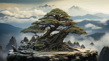 Tree Painting Atop Mountainの素材