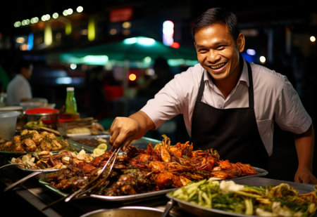 Chef Preparing Food at Buffetの素材