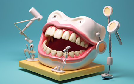 Model of a Tooth With Dentists Toolsの素材