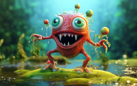 Red Creature With Big Eyes and Big Teethの素材