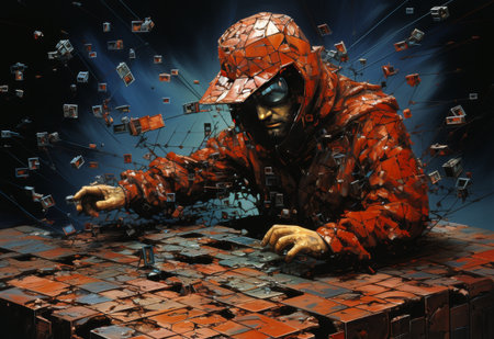 Man in Red Jacket Playing Gameの素材