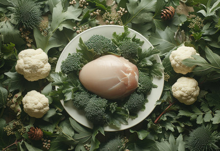 Plate With Broccoli and Cauliflowerの素材