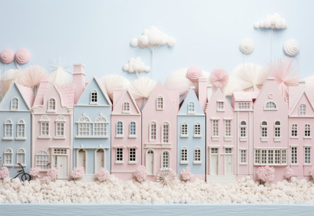 Group of Pink Houses Next to Each Otherの素材