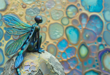 Dragon Statue Perched Atop Rockの素材