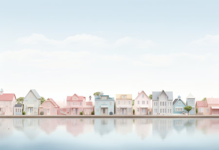 Row of Houses Adjacent to a Waterbodyの素材