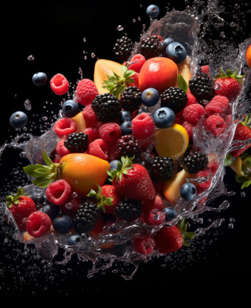 Fruit Dropping Into Waterの素材