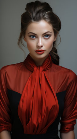 Painting of Woman in Red Shirtの素材