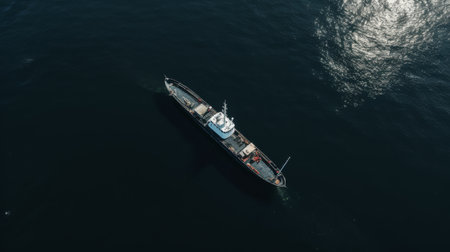 Large Boat Floating on Body of Waterの素材