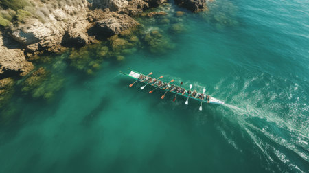 Long Boat in Middle of Body of Waterの素材