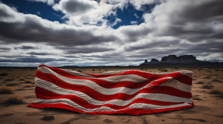 Large American Flag in Middle of Desertの素材
