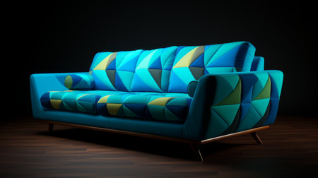 Blue Couch on Wooden Floorの素材