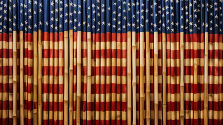 Unique American Flag Created With Bamboo Sticksの素材