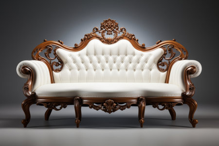 White Couch on Wooden Frameの素材