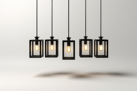 Group of Hanging Lights in Ceilingの素材
