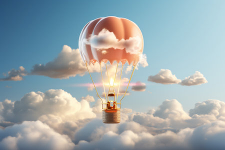 Hot Air Balloon Soaring Across the Skyの素材