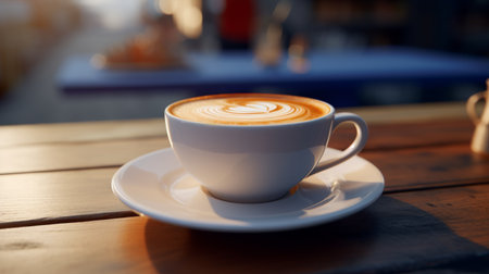 Coffee Cup on Wooden Tableの素材