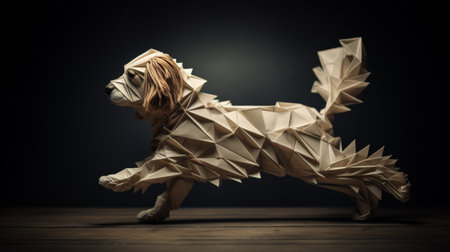 Artistic Dog Sculpture Made From Paperの素材