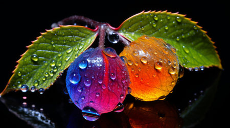 Close-Up of Two Fruits With Water Dropletsの素材