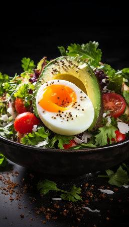 Fresh Salad With Egg on Topの素材