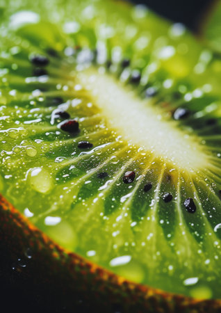 Refreshing Slice of Kiwi Fruit With Water Dropletsの素材