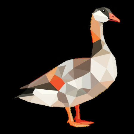 Colorful geometric illustration of a standing duckの素材