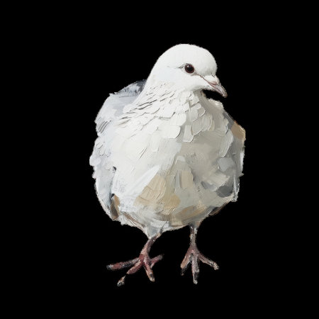 A graceful white dove perched elegantly on its feetの素材