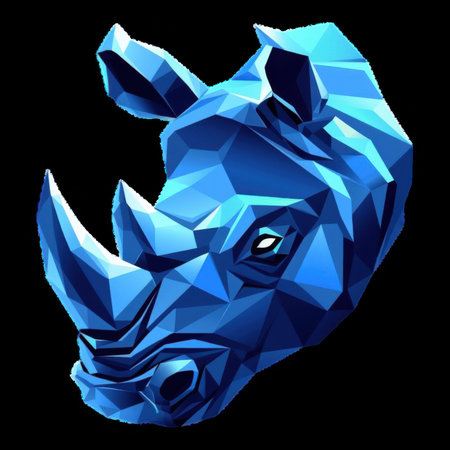 Colorful geometric rhinoceros head in modern designの素材